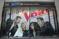 NBC Experience Store window display decorated with The Voice logo in Rockefeller Center Royalty Free Stock Photo