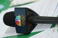NBC microphone ready for interview during Rio 2016 Olympic Games