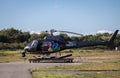 NBC news helicopter at an airport outside of Boston.