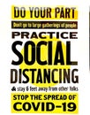 NBlack and Yellow social Distancing reminder sign