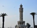 blue sky background izmir clock tower Royalty Free Stock Photo