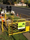 NBN Hybrid Coaxial Fiber cable installation with a cable drum