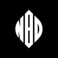 NBO circle letter logo design with circle and ellipse shape. NBO ellipse letters with typographic style. The three initials form a Royalty Free Stock Photo