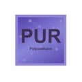 Vector symbol of Polyurethane PUR polymer on the background from connected macromolecules isolated on white