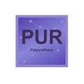 Vector symbol of Polyurethane PUR polymer on the background from connected macromolecules isolated on white Royalty Free Stock Photo