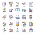 Business and Shopping flat Outline Icons