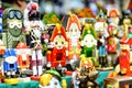 Christmas tree toys - wooden nutcrackers with selective on blurred background