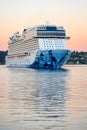 NCL cruise ship Norwegian Bliss turning in Elliott Bay Seattle at dawn