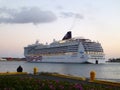 NCL Cruiseship leaves Honolulu Harbor at Dusk