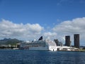 NCL Cruiseship, Pride of America, docked in Honolulu Harbor wit Royalty Free Stock Photo