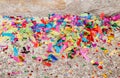 Confetti and rice piled on the floor after a wedding Royalty Free Stock Photo