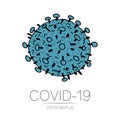 2019-nCoV bacteria isolated on white background. Coronavirus blue vector Icon. COVID-19 bacteria corona virus disease Royalty Free Stock Photo