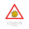 2019-nCoV bacteria isolated on white background. Coronavirus in red triangle vector Icon. COVID-19 bacteria corona virus Royalty Free Stock Photo
