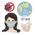 NCOV IN MASK Coronavirus Health Earth Human Epidemic Set