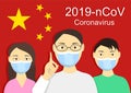 2019-nCoV Novel Corona virus concept. Respiratory Syndrome from Wuhan city. doctor and people in protective medical masks