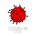 2019-nCoV red bacteria isolated on white background. Coronavirus vector Icon. COVID-19 bacteria corona virus disease Royalty Free Stock Photo