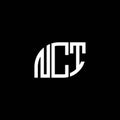 NCT letter logo design on BLACK background. NCT creative initials letter logo concept. NCT letter design