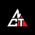 NCT triangle letter logo design with triangle shape. NCT triangle logo design monogram. NCT triangle vector logo template with red