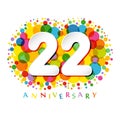 22 years anniversary paper colorful logo