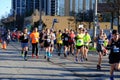 TORONTO, CANADA - May 5th, 2019 - 42nd Annual Toronto Marathon. People running through the city streets.