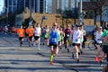 TORONTO, CANADA - May 5th, 2019 - 42nd Annual Toronto Marathon. People running through the city streets.