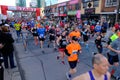 TORONTO, CANADA - May 5th, 2019 - 42nd Annual Toronto Marathon. People running through the city streets.