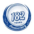 182 years anniversary. Elegant anniversary design. 182nd logo. Royalty Free Stock Photo