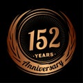 152 years anniversary. Elegant anniversary design. 152nd logo. Royalty Free Stock Photo