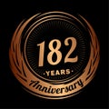 182 years anniversary. Elegant anniversary design. 182nd logo. Royalty Free Stock Photo