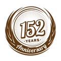 152 years anniversary. Elegant anniversary design. 152nd logo. Royalty Free Stock Photo