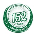 152 years anniversary. Elegant anniversary design. 152nd logo. Royalty Free Stock Photo
