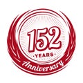 152 years anniversary. Elegant anniversary design. 152nd logo. Royalty Free Stock Photo