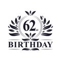62 years Birthday logo, 62nd Birthday celebration