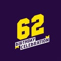 62nd Birthday Celebration vector design, 62 years birthday