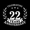 22 years anniversary celebration logotype. 22nd anniversary logo. Vector and illustration.