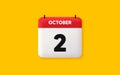 2nd day of the month icon. Event schedule date. Calendar date 3d icon. Vector Royalty Free Stock Photo