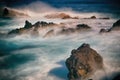 ND filter, Atlantic with lava rock in the evening light Royalty Free Stock Photo