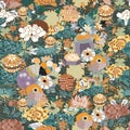 fusion of floral and geometric seamless pattern Royalty Free Stock Photo