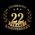 22 years anniversary celebration logotype. 22nd anniversary logo. Vector and illustration.