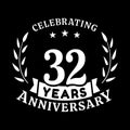 32 years anniversary celebration logotype. 32nd anniversary logo. Vector and illustration.