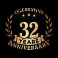 32 years anniversary celebration logotype. 32nd anniversary logo. Vector and illustration.