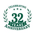 32 years anniversary celebration logotype. 32nd anniversary logo. Vector and illustration.