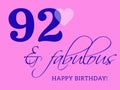 92nd happy birthday card illustration