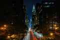 42nd Street at night, seen from Tudor City in Midtown Manhattan, New York City Royalty Free Stock Photo