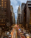 42nd Street at rush hour in NYC with the Chrysler Building Royalty Free Stock Photo
