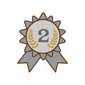 2nd success champion achievement award icon isolated vector illustration