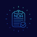 NDA agreement document vector line icon