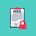 NDA concept. Contract printing and safety signature