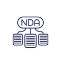NDA line icon with documents
