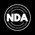 NDA Non-Disclosure Agreement - legal contract between two parties that outlines confidential material, acronym text stamp